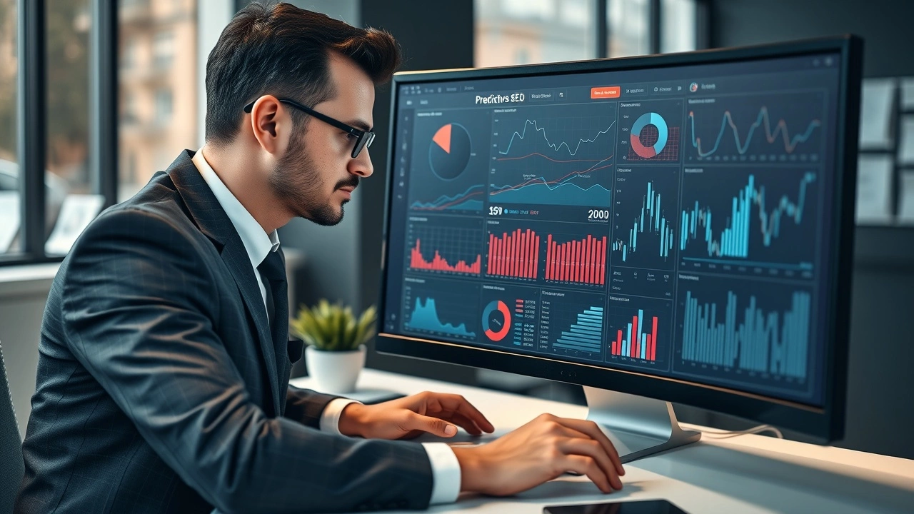 professionnel analysant des donnees dSEO sur un ordinateur