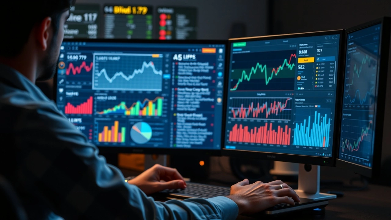 analyste de données travaillant sur un ordinateur avec des graphiques