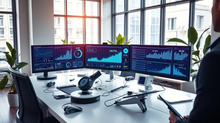 Bureau moderne avec technologie innovante sur le SEO et l'IA.