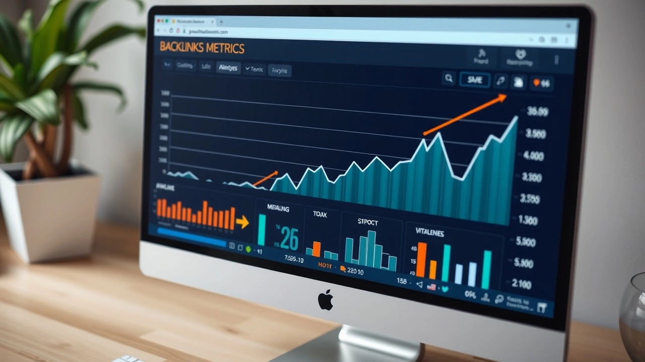 écran d'ordinateur avec données d'analytique de backlinks