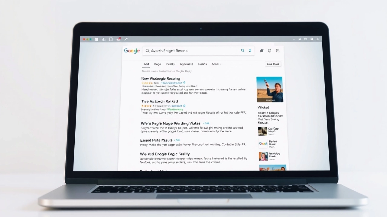 écran d'ordinateur affichant des résultats de recherche