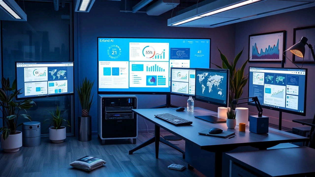 Un espace de travail moderne illustrant l'intégration de l'IA et du design UX pour un référencement optimal.
