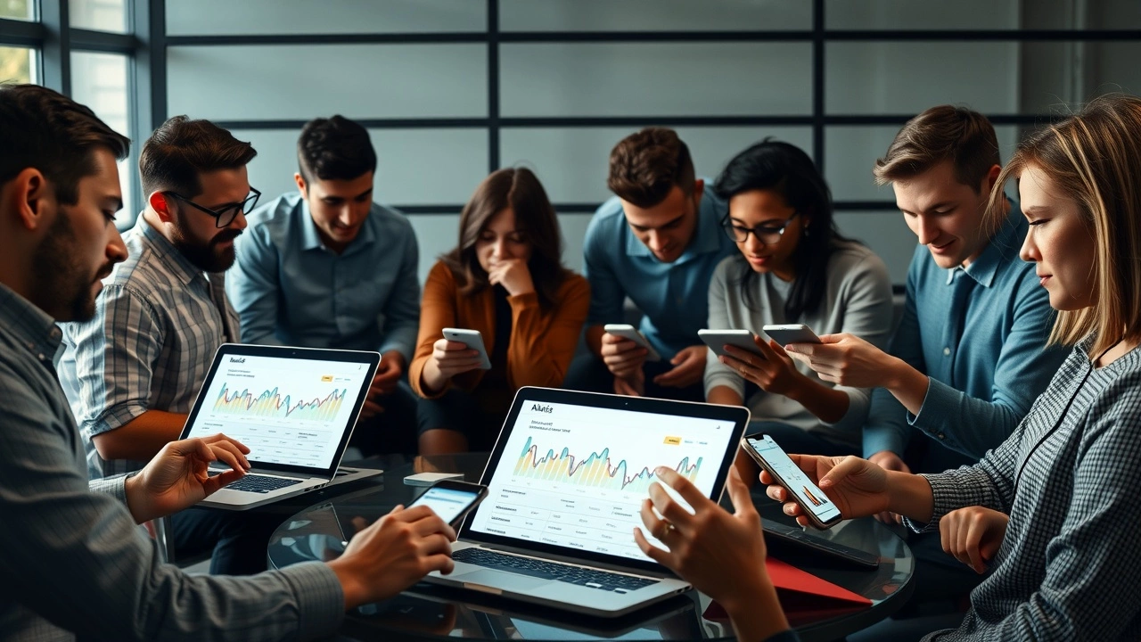 groupe de personnes utilisant des appareils numériques
