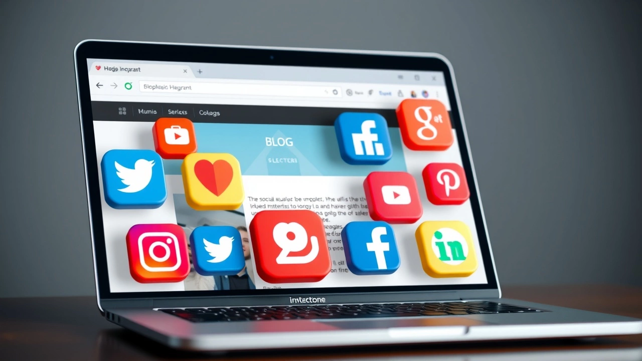 icones de reseaux sociaux sur un ordinateur portable