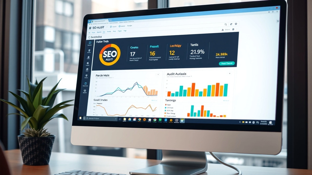 interface d'outil d'audit SEO sur un écran d'ordinateur