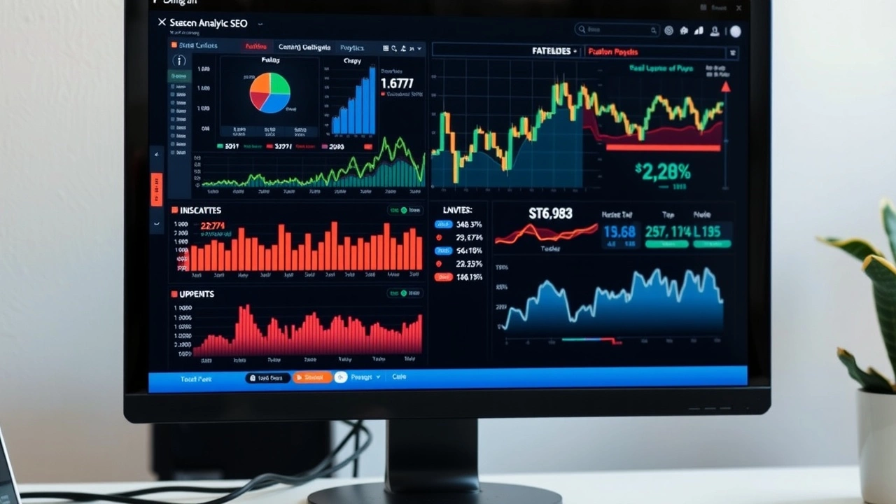 écran d'ordinateur avec graphiques d'analytique SEO technique