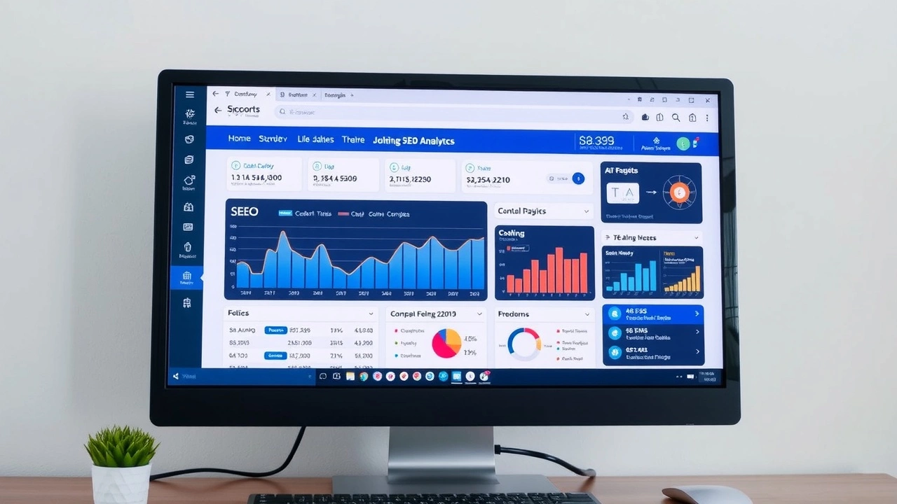 ordinateur affichant des outils de création de contenu SEO