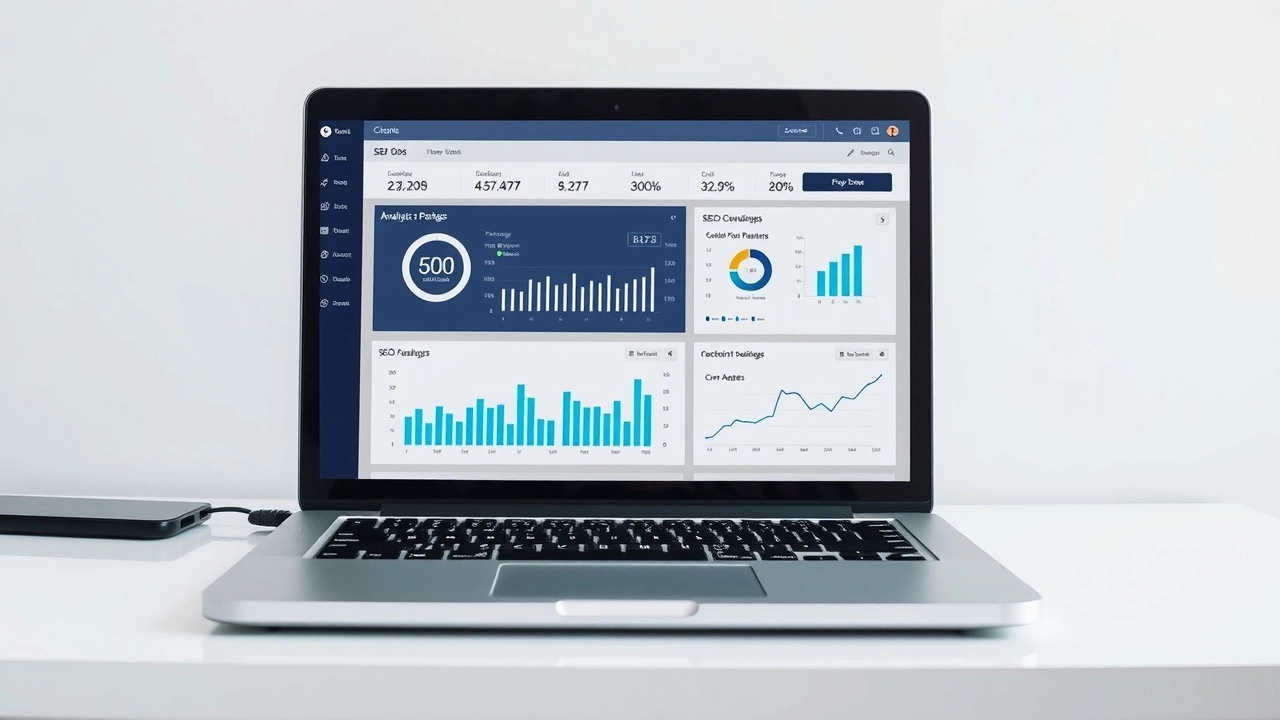 Ordinateur portable avec outils d'analyse SEO
