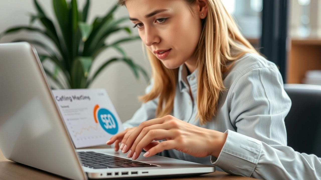 person travaillant sur un ordinateur pour le SEO