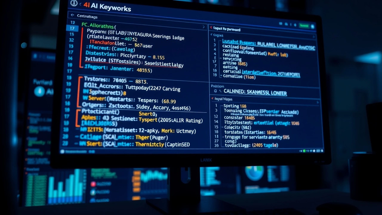 écran d'ordinateur avec algorithmes d'IA pour le SEO