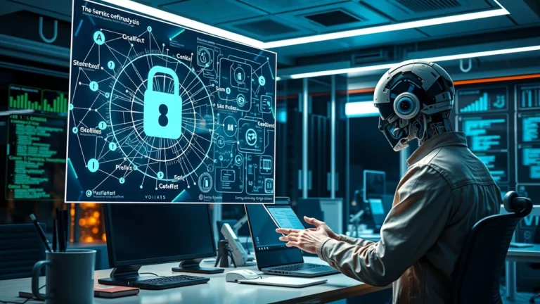 Une scène illustrant l'IA analysant des données pour améliorer le SEO.