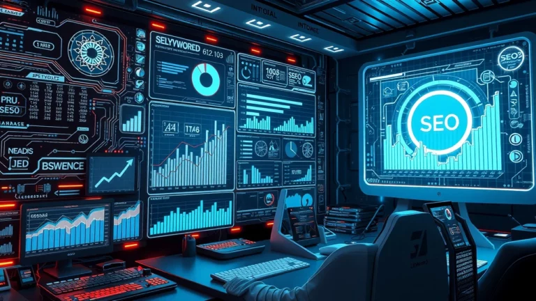 Une illustration d'un systeme d'intelligence artificielle analysant des donnees sur les innovations SEO.