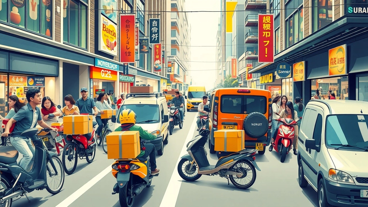 Image illustrant des services de livraison dans un marché dynamique