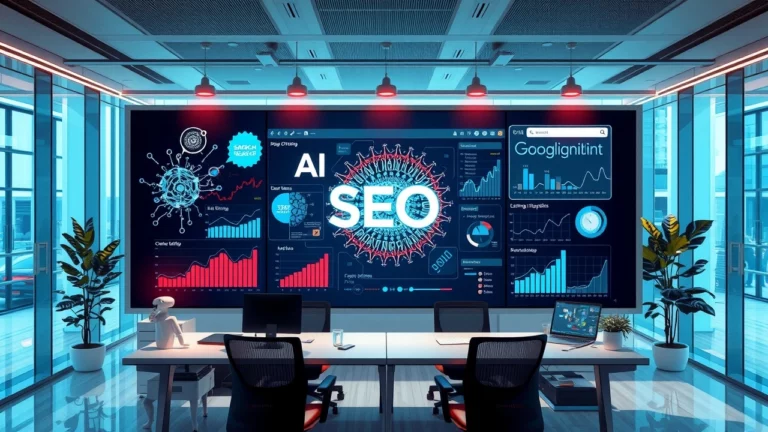 Une illustration photoréaliste montrant l'impact de l'intelligence artificielle sur la recherche sémantique en SEO.