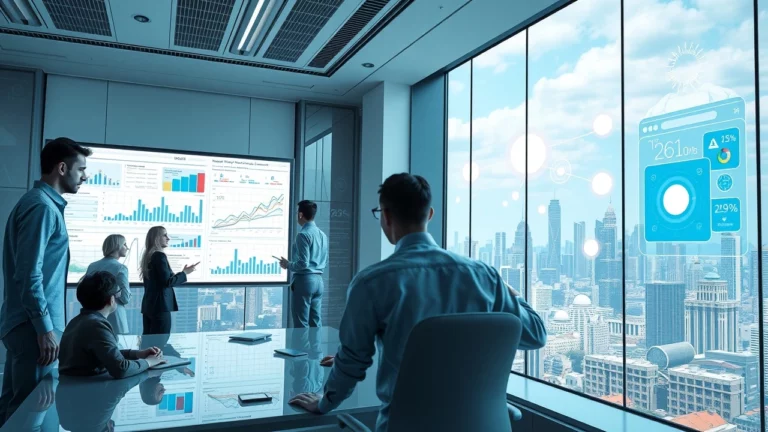 Une scène futuriste illustrant l'optimisation SEO axée sur les données avec l'IA.