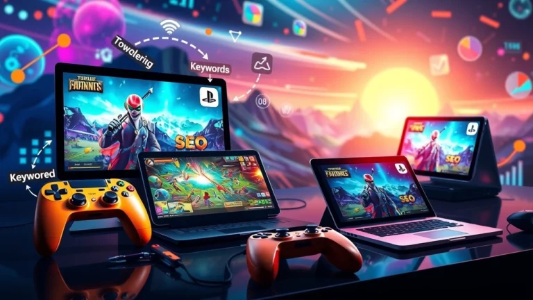 Illustration des stratégies SEO pour attirer les joueurs sur les plateformes de jeux en ligne.