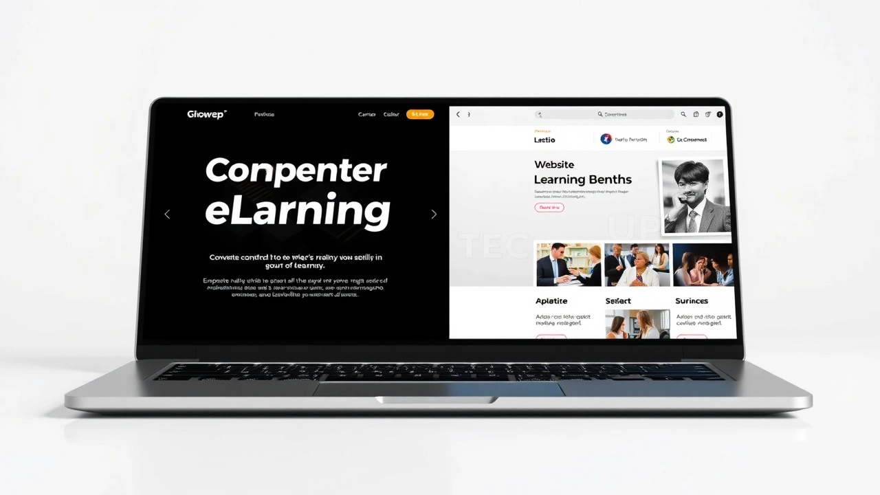 ordinateur portable montrant des sites d'apprentissage en concurrence