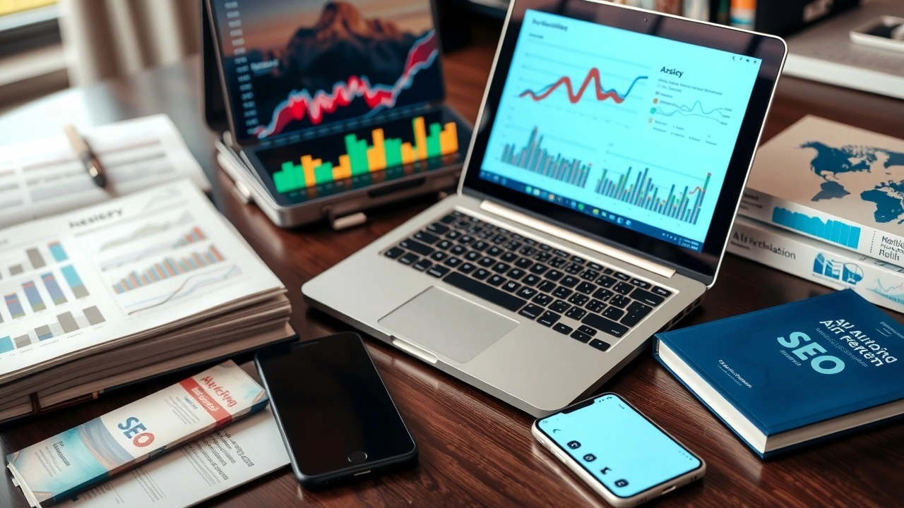 outils d'IA pour le SEO sur un bureau