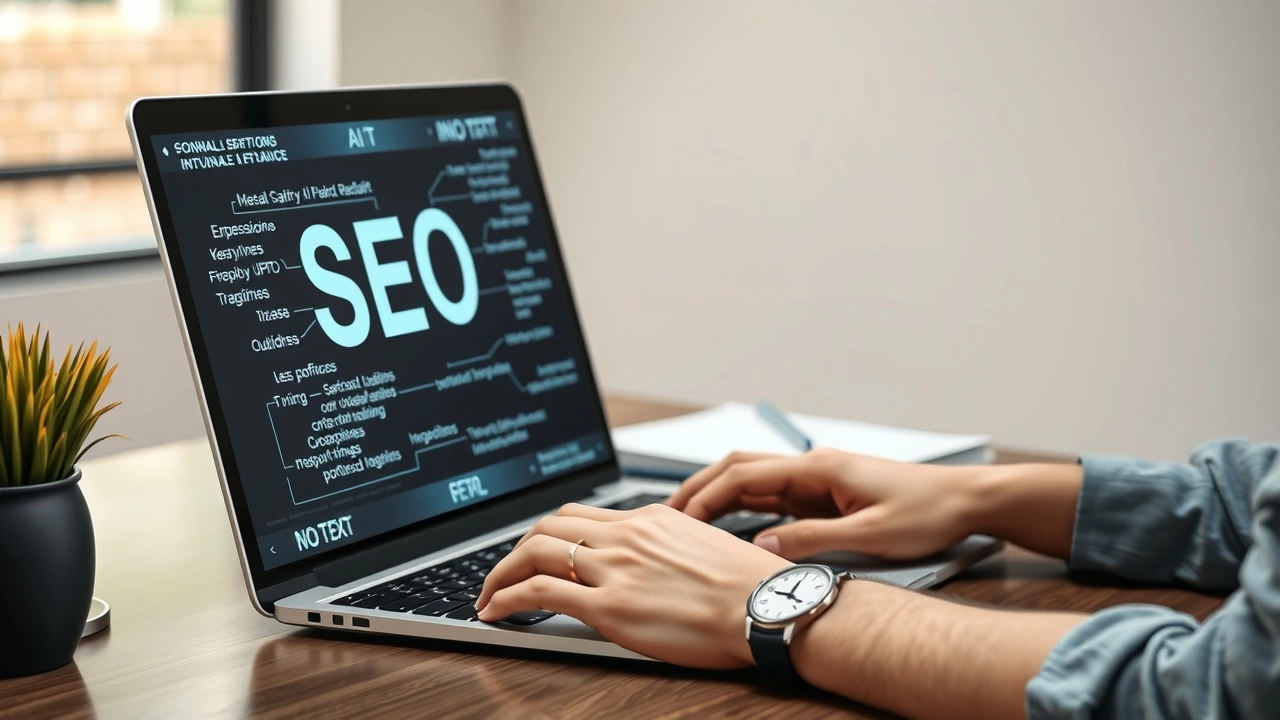 person utilisant un ordinateur portable pour le SEO