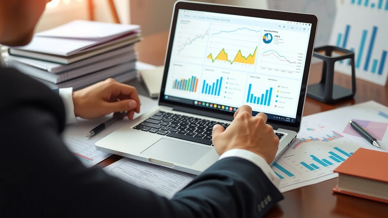 une personne analysant des graphiques de données sur un ordinateur