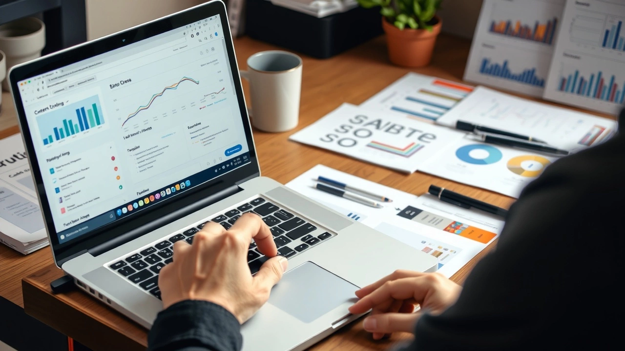 person utilisant un ordinateur portable pour optimiser le contenu