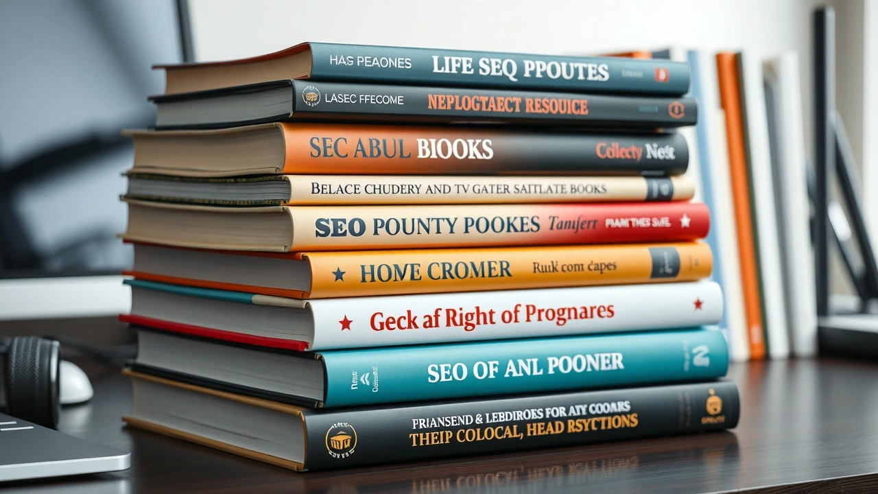 une pile de livres sur le SEO
