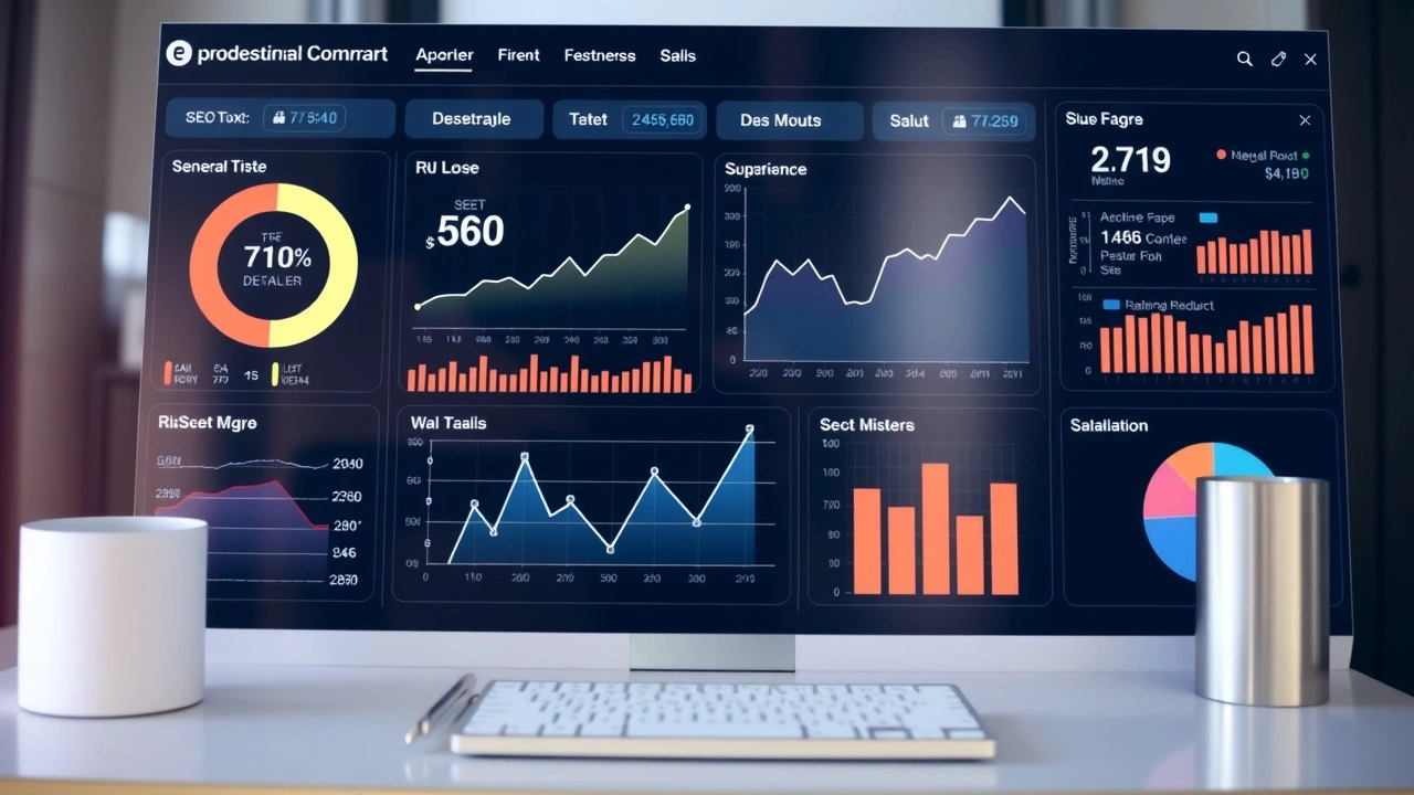 tableau de bord affichant des métriques SEO