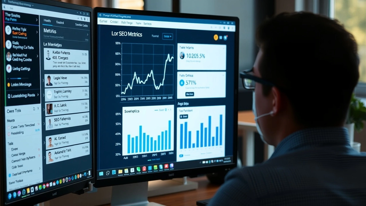 person analysant des performances SEO sur un ordinateur