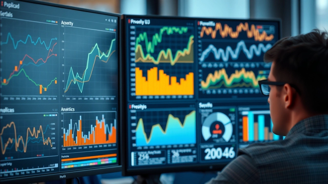 person analysant des performances sur un ordinateur