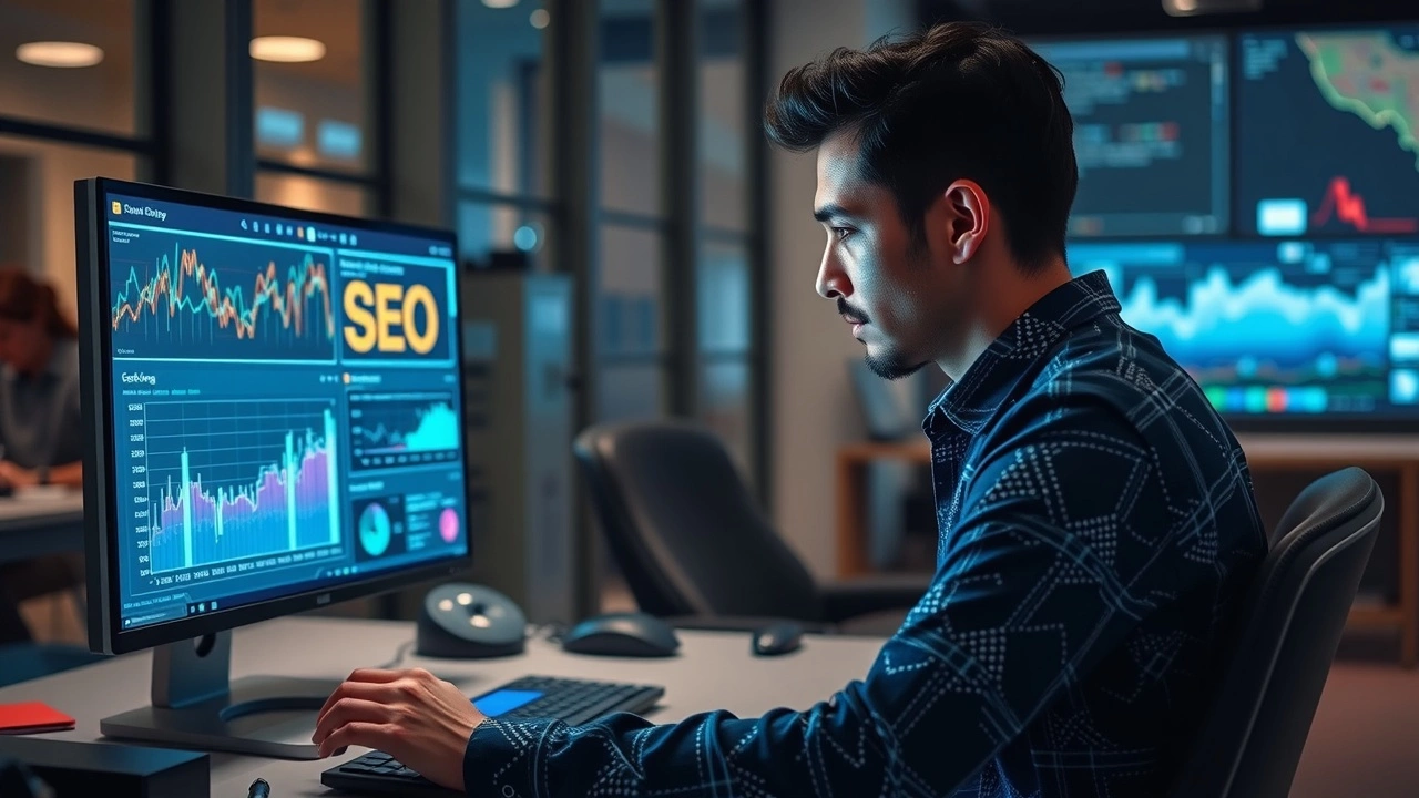 une personne analysant des donnees SEO avec des outils IA