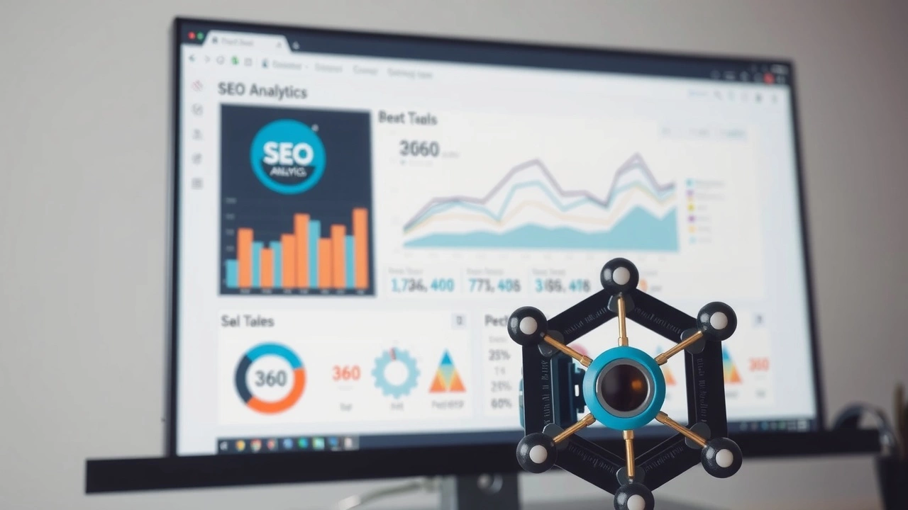 écran d'ordinateur avec outils SEO et IA