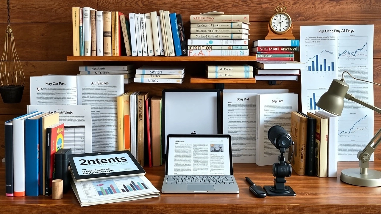 collection de livres et appareils sur SEO et IA