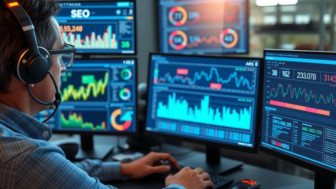 person analysant des donnees SEO avec des outils IA