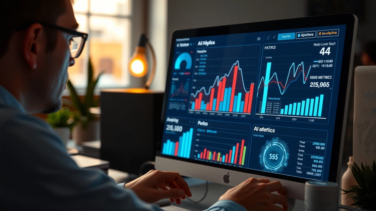 person analysant des donnees SEO sur un ordinateur