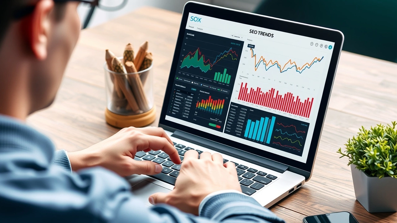 person analysant les tendances SEO sur un ordinateur portable