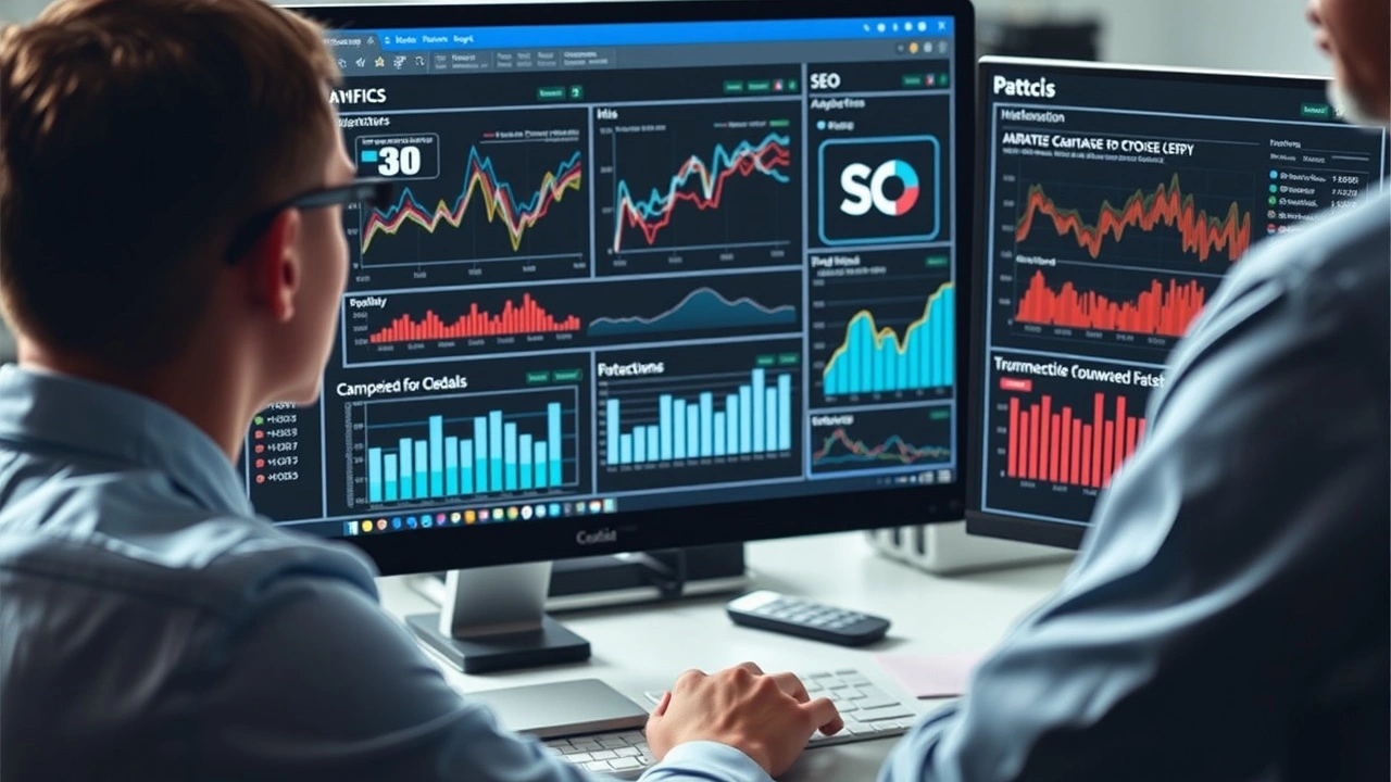 person analysant des données SEO sur un écran d'ordinateur