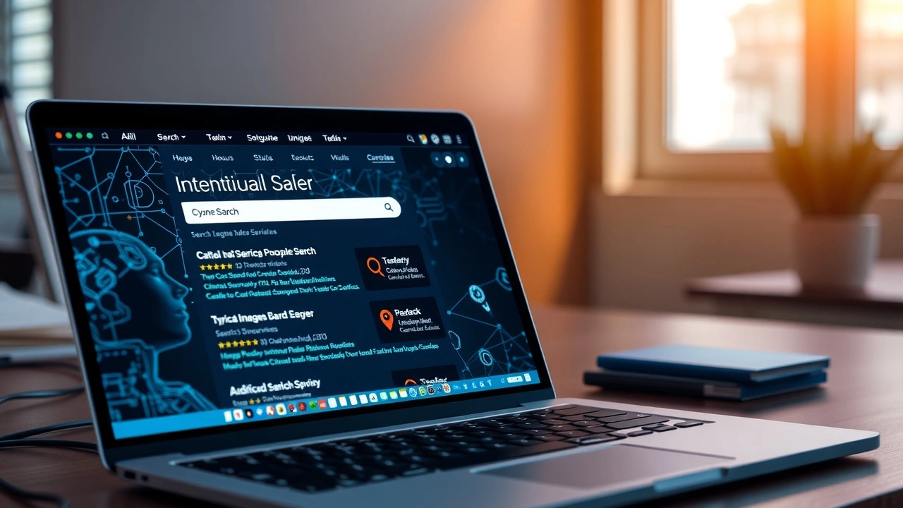 ordinateur portable avec résultats de recherche