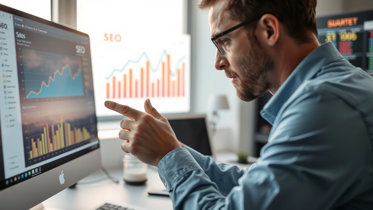 person utilisant une IA pour analyser des données SEO