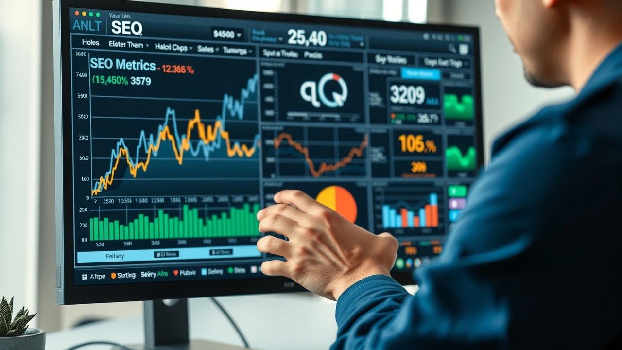 person analysant des tendances de données sur un écran d'ordinateur