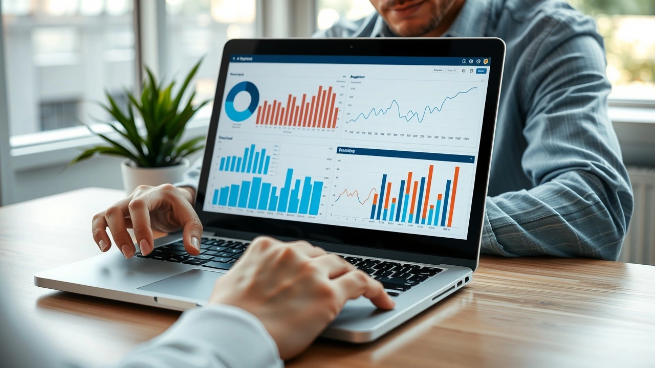 person analysant des donnees sur un ordinateur portable