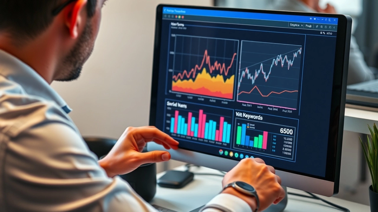 person analysant des données SEO sur un écran d'ordinateur