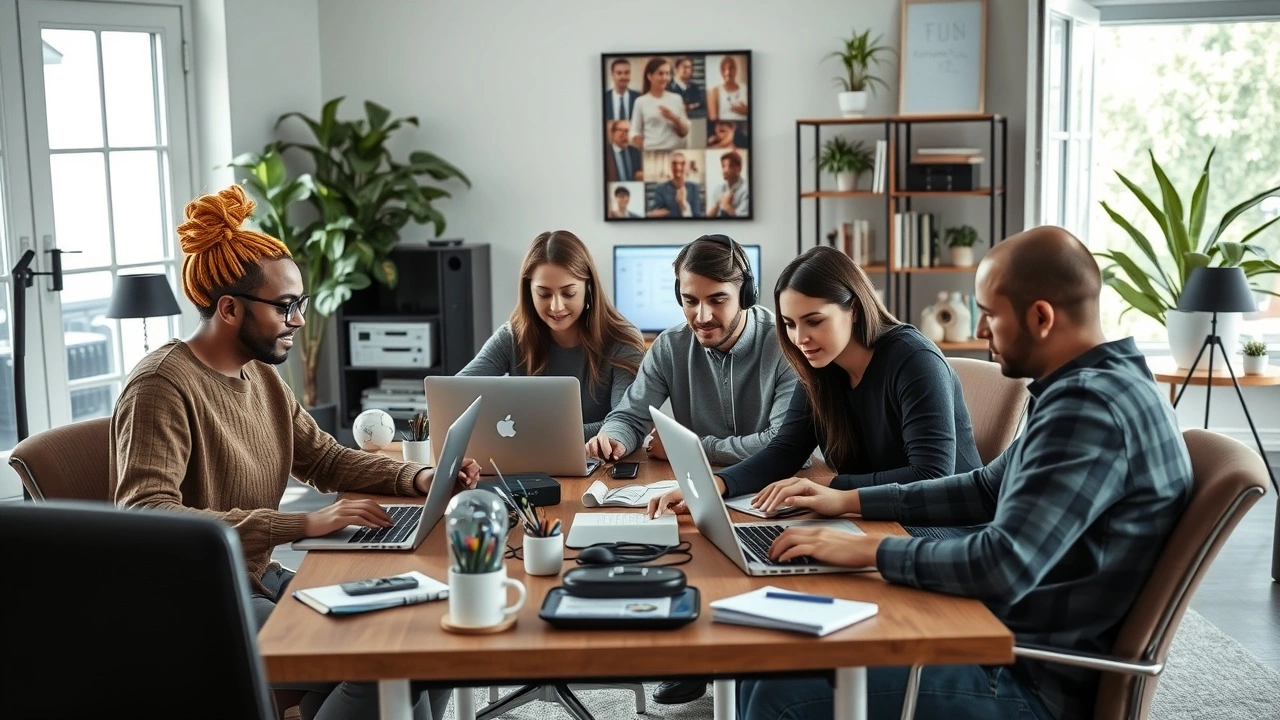 groupe divers de travailleurs a distance dans un bureau moderne