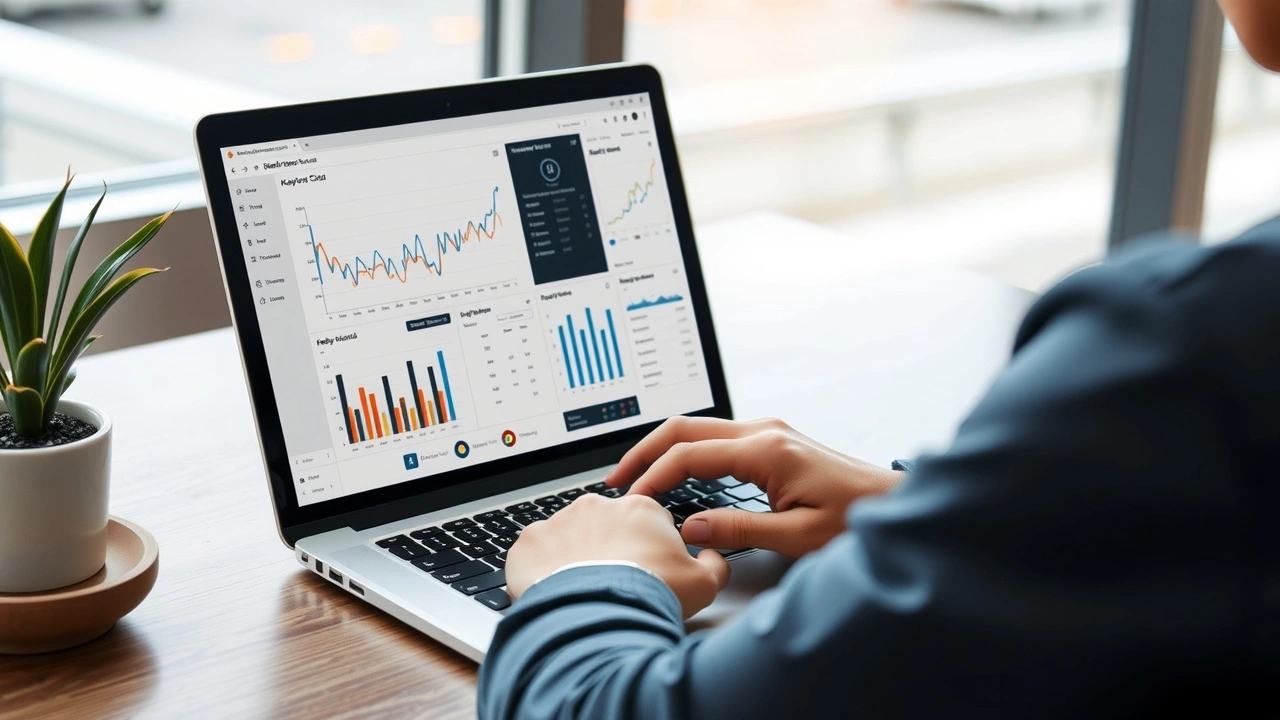 une personne analysant des données de mots-clés sur un ordinateur