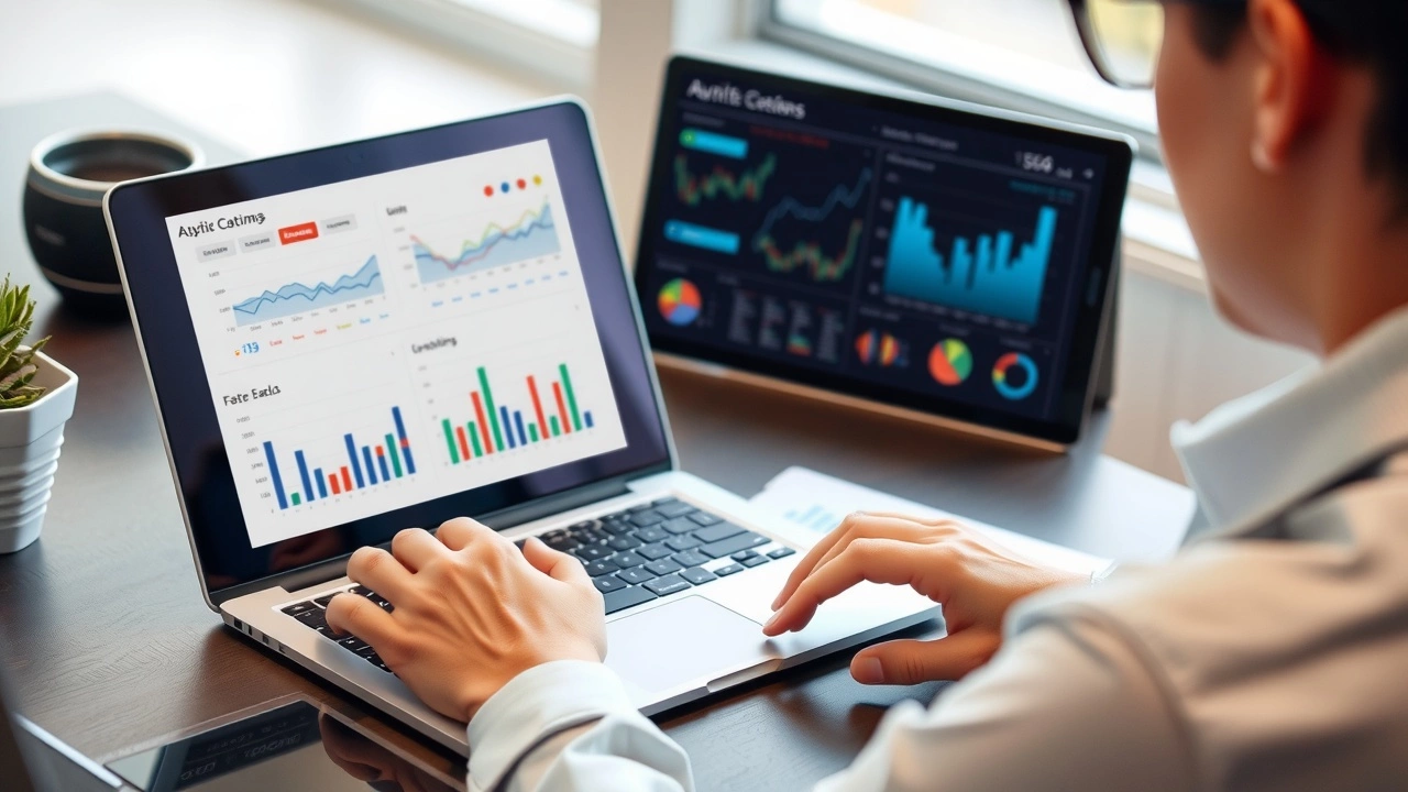 person analysant des donnees sur un ordinateur portable