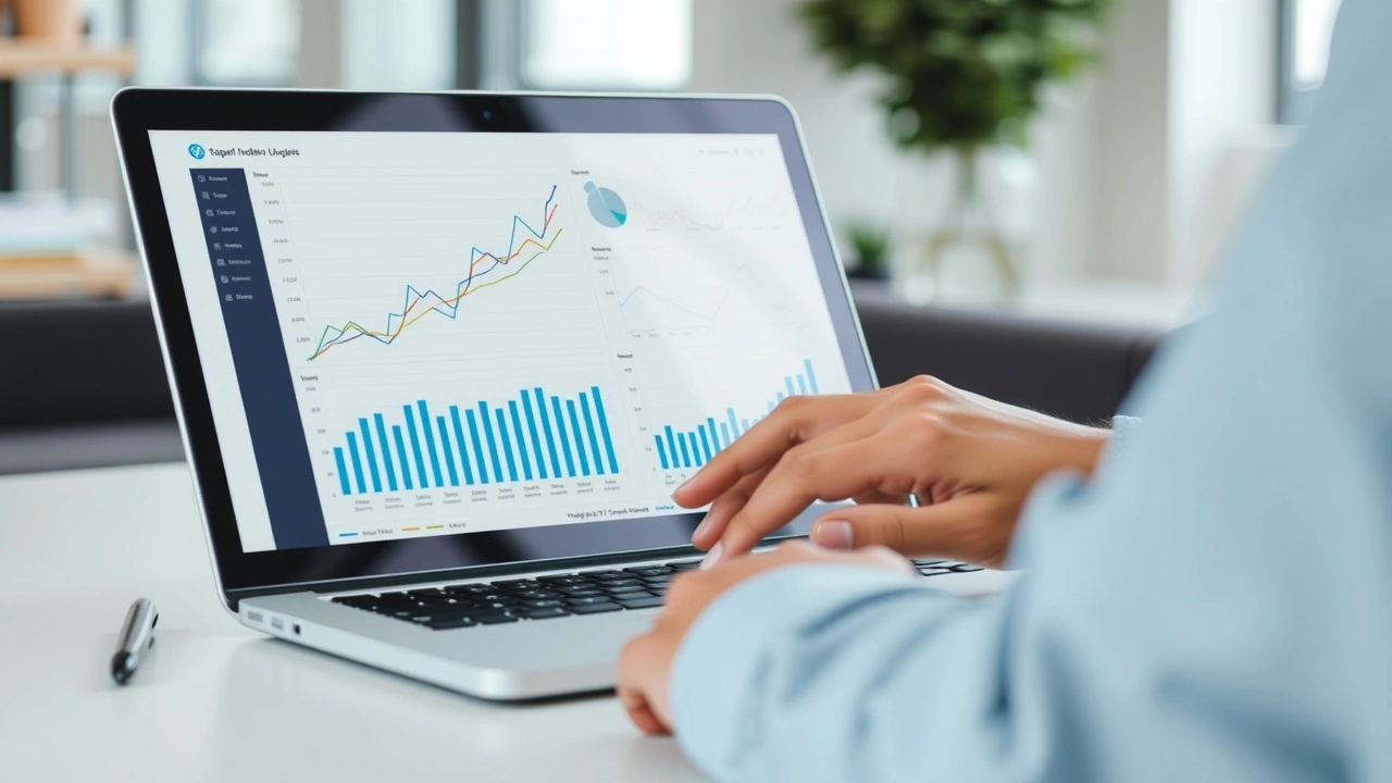 Person analysant un graphique de données sur un ordinateur