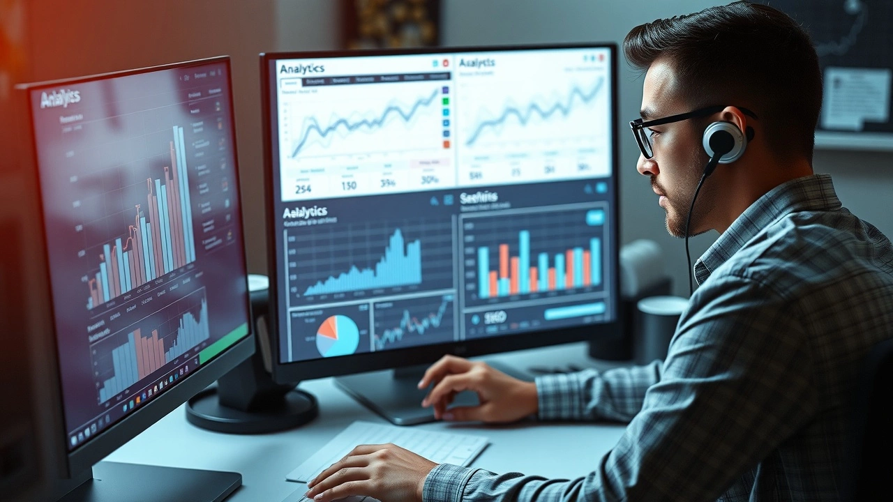analyste de données avec outils IA sur écran d'ordinateur