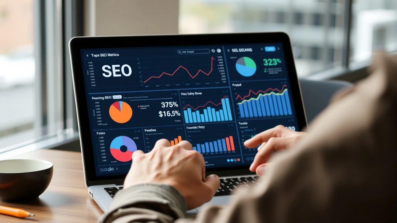 person analysant les données du SEO sur un ordinateur