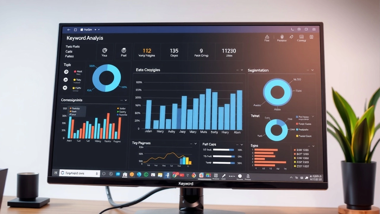 écran d'ordinateur montrant une analyse de mots-clés