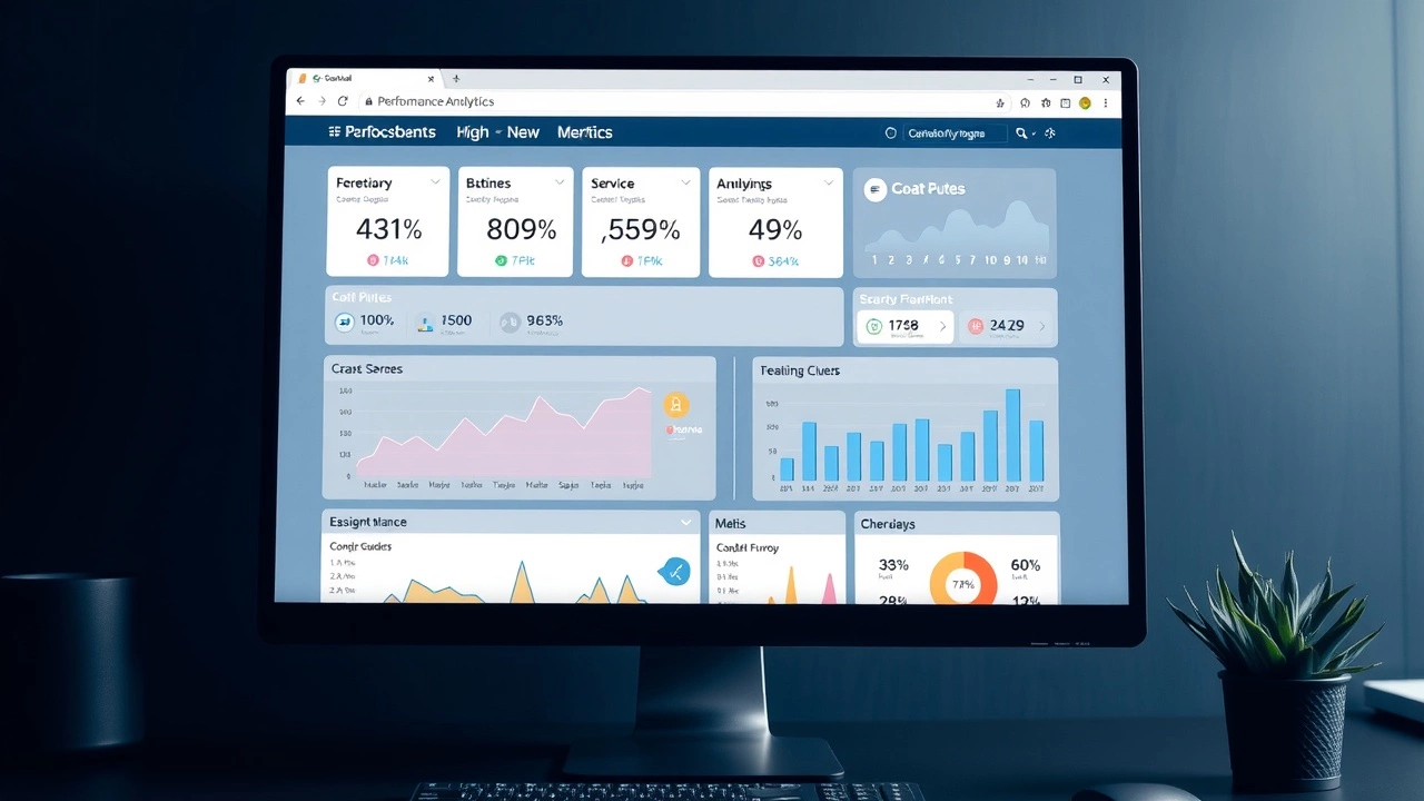 écran d'ordinateur avec tableau de bord d'analyse de performance SEO