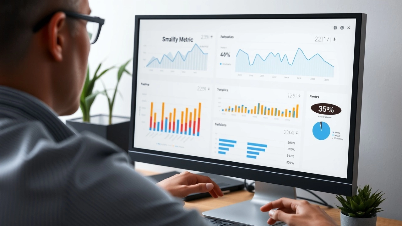 person analysant des données de performance SEO sur un écran